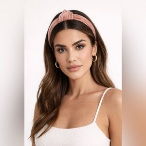 Camila Coelho Velvet Knot Headband Blush Pink NWT Revolve Preppy Chic